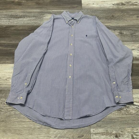 Vintage Y2K Ralph Lauren Yarmouth Mens 16.5 Grid Check Button Down Dress Shirt - Picture 2 of 7